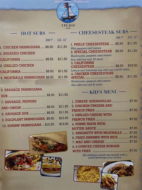 Webster, NY 14580. . 3 flags grill restaurant menu